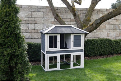 Kerbl Pet Nagerstall Villa aus Holz für Kaninchen mit Freilaufgehege 118x68x118 cm – Bild 1 von 4
