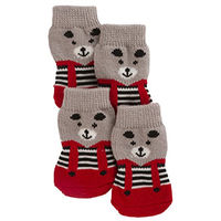 Produktbild von Kerbl Pet Pfotenschuhe Bruno Hundesocken Grau/Rot Größe M