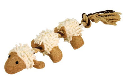 Produktbild von Kerbl Pet Shaggy Lamm Plüschspielzeug mit Baumwollseil Beige XL 39cm - 1 Stk.