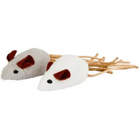 Produktbild von Kerbl Pet Spielmaus aus Plüsch Weiß und Grau 7 x 4 cm 2 Stück