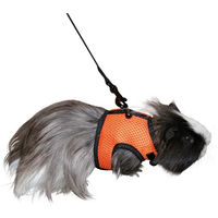 Produktbild von Kerbl Pet Sport Meerschweinchengeschirr mit 120cm Flexibler Leine aus Mesh in Schwarz Orange