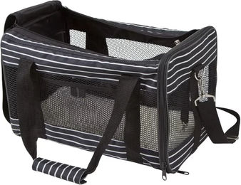 Kerbl Pet Tragetasche Cuba Transporttasche für Hunde und Katzen aus Polyester in Schwarz-Weiß mit waschbarem Bezug und kratzfester Netzeinsatz 40x26x28cm – Bild 1 von 8