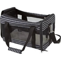 Produktbild von Kerbl Pet Tragetasche Cuba Transporttasche für Hunde und Katzen aus Polyester in Schwarz-Weiß mit waschbarem Bezug und kratzfester Netzeinsatz 40x26x28cm