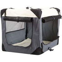 Produktbild von Kerbl Pet Transportbox Journey für Hunde aus Nylon grau/beige 92x65x66 cm