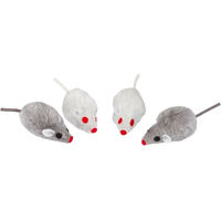 Produktbild von Kerbl Plüsch Maus mit Geräuschkulisse für Katzen Grau 4er Pack