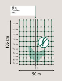 Kerbl Premium Geflügelnetz Doppelspitze grün 50 m 106 cm elektrifizierbar – Bild 1 von 7