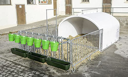 Kerbl Premium XXL CalfHouse Metall mit Umzäunung und Tränke/Troghalter 340cm x 296cm x 204cm – Bild 1 von 4