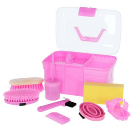 Kerbl Putzbox für Kinder in Rosa mit 8-teiligem Pferdepflege-Zubehör aus Kunststoff – Bild 1 von 3
