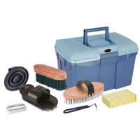 Produktbild von Kerbl Putzbox für Pferde in Blau mit 7-teiligem Putzzeug aus Kunststoff - 1 Stk.