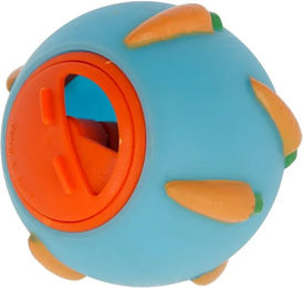 Kerbl Snackball Intelligenzspielzeug für Kaninchen und Meerschweinchen aus Kunststoff Ø 7 cm blau/orange – Bild 1 von 3