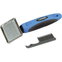 Produktbild von Kerbl Softzupfbürste für Hunde in Blau mit Edelstahlborsten für alle Felltypen und Größen