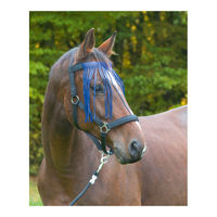 Produktbild von Kerbl Stirnband gegen Fliegen Blau für Pferde mit Pony-Fliegenfransen und Klettverschluss