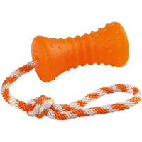 Produktbild von Kerbl ToyFastic Kauspielzeug Knochen am Seil aus Gummi Orange für Hunde