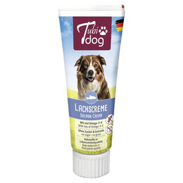 Produktbild von Kerbl Tubi Dog Lachscreme Paste mit Lachs und Schwein für Hunde, getreidefrei und ohne Zucker, 75 g - 3 x 75 g