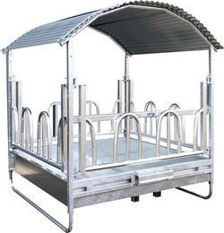 Kerbl Viereckraufe Heuraufe mit Palisadenfressgitter aus Metall in Silber 2 x 2m – Bild 1 von 7