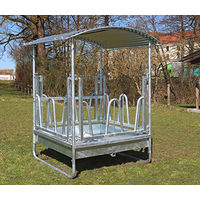 Produktbild von Kerbl Viereckraufe Hobby Futtertrog aus Metall mit 8 Fressplätzen und Palisadengitter in Silber