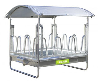 Kerbl Viereckraufe mit Palisaden-Fressgitter aus Metall in Silber Standard – Bild 1 von 5