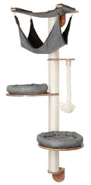 Kerbl Wandkratzbaum Dolomit 2.0 Tofana für Katzen, Grau, 160cm, Holz und Sisal mit Hängematte und gepolstertem Kissen – Bild 1 von 8