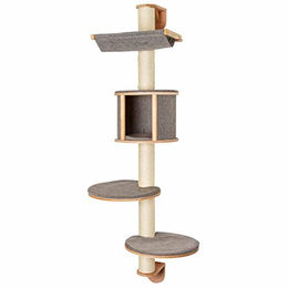 Kerbl Wandkratzbaum Dolomit Tofana für Katzen aus Holz und Sisal in Grau mit 168cm Höhe und abnehmbarem gepolstertem Kissen – Bild 1 von 7