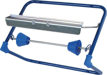 Produktbild von Kerbl Wandrollenhalter aus lackiertem Metall in Blau für Papierrollen bis 40 cm Breite
