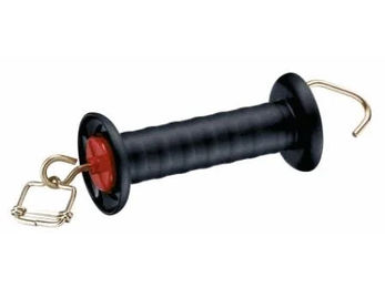 Kerbl Weidzaun-Torgriff aus Kunststoff mit Bandanschluss 40mm und Haken in Schwarz – Bild 1 von 4