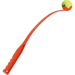Produktbild von Kerbl Wurfspielzeug Ballschleuder mit orangefarbenem Tennisball aus Kunststoff