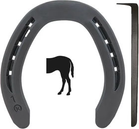 Produktbild von Kerckhaert ST Special Hufeisen hinten mit 1 Nagel in Grau und Schwarz 20er Packung