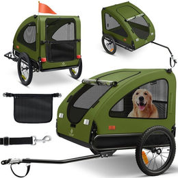 KESSER Boxer 2-in-1 Hundeanhänger und Hundebuggy für Hunde mit 250L Volumen aus wasserabweisendem Oxford-Gewebe in Grün – Bild 1 von 5