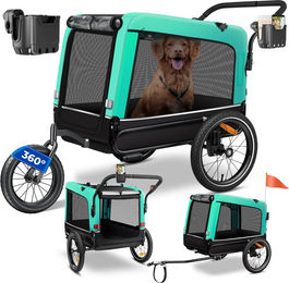 Produktbild von KESSER Boxer 3-in-1 Hundeanhänger für Hundebuggy und Fahrradanhänger in Türkis mit 240 Liter Volumen und Oxford-Gewebe