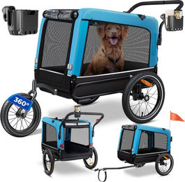 Produktbild von KESSER Boxer 3-in-1 Hundeanhänger für Hundebuggy und Fahrradanhänger mit 240 Liter Volumen aus Oxford-Gewebe in Blau