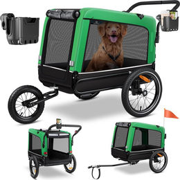 Produktbild von KESSER Boxer 3-in-1 Hundeanhänger für Hundebuggy und Fahrradanhänger mit 240 Liter Volumen aus Oxford-Gewebe in Grün