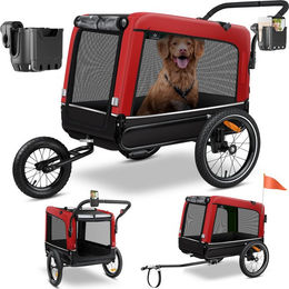 Produktbild von KESSER Boxer 3-in-1 Hundeanhänger für Hundebuggy und Fahrradanhänger mit 240 Liter Volumen in Rot