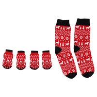 Produktbild von Keysa Flamingo Weihnachtspartnersocken für Mensch und Hund in Rot aus Baumwolle