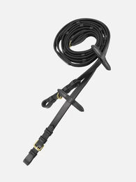 Produktbild von Kieffer Ergon.Line Rubber Zügel für Pferde mit Messingschnallen in Schwarz