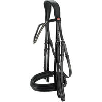 Produktbild von Kieffer Grace Leder-Pferdezaum in Schwarz mit verchromten quadratischen Schnallen für Warmblut