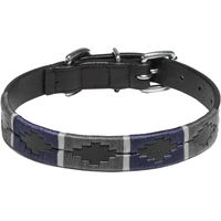 Produktbild von Kieffer Hunde Leder Halsband Buenos Aires Schwarz Grau Blau mit Chrome Beschlägen 42 cm