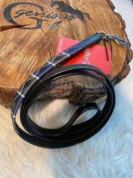 Kieffer Hundeleine Buenos Aires aus Leder schwarz mit Muster 160 cm – Bild 1 von 3