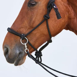 Kieffer Knotenhalfter Ruby mit Zügel für Warmblut in Schwarz-Weiß aus Nylon – Bild 1 von 5