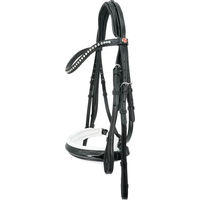 Produktbild von Kieffer Paris Doppelte Reitzunge aus Leder mit quadratischen Chromschnallen in Schwarz für Warmblut