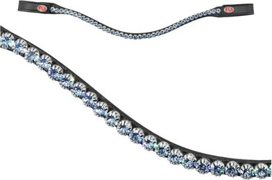 Produktbild von Kieffer Sattelgurt mit Saphir-Kette und Flexiloop Luxe curved browband lined in Schwarz/Silber für Vollblut