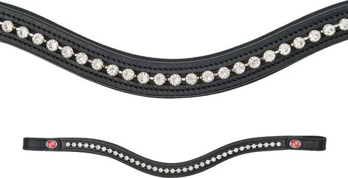 Kieffer Stirnband FlexiLoop aus Leder mit 6mm Crystals für Pferde – Bild 1 von 2