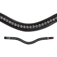 Produktbild von Kieffer Stirnband FlexiLoop aus Leder mit 6mm Crystals in Lila oder Schwarz für Pferde