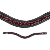 Produktbild von Kieffer Stirnband FlexiLoop geschwungenes Lederstirnband für Warmblut in Large Crystal Red