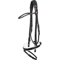 Produktbild von Kieffer Trensenzaum Sylvie II für Pferd VB in Schwarz-Weiß aus Leder mit Lackleder und rundgenähtem Stirnband