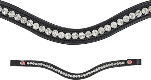 Kincade Curved Diamante Brow Band Stirnriemen Schwarz für Vollblut – Bild 1 von 2