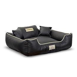 KING DOG Hundebett ECOSHINE Laufstall aus Kunstleder mit Antislip-Funktion Schwarz Weiß 115x95 cm - 115 cm – Bild 1 von 6