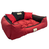 Produktbild von KING DOG Hundebett und Katzenbett mit zwei Kissen aus wasserdichtem PVC in Rot XXL 130 x 105cm