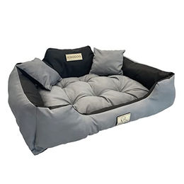KING DOG Hundekorb und Katzenbett aus wasserdichtem PVC mit zwei Kissen, XXL 130 x 105 cm, Dunkelgrau – Bild 1 von 3