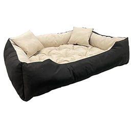 KingDog Ecco Hundebett und Katzenbett mit Kissen aus wasserdichtem Nylon in Beige 55x45cm – Bild 1 von 3
