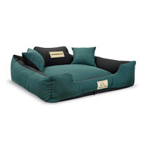 Produktbild von KingDog Hundebett aus Panama Stretch in Grün, rutschfest, waschbar und zerlegbar, 75x65cm